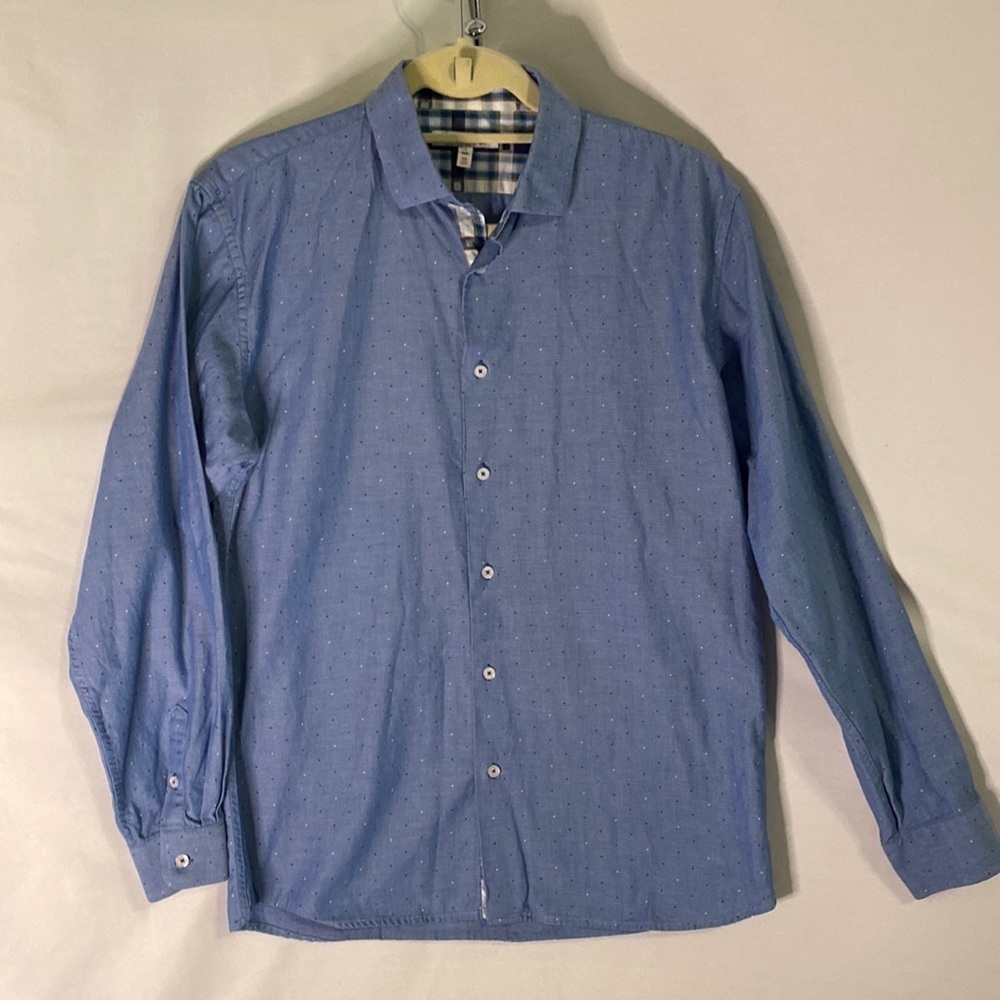 Isaac Mizrahi Blue Long Sleeve Button Down Shirt Boys Size 18 20